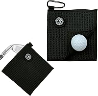 MAGOLFINGolf Magnetic Golf Towel with Clip - Microfiber Waffle, Super Absorbent & Quick-Dry for Clubs, Bags, Carts - Black
