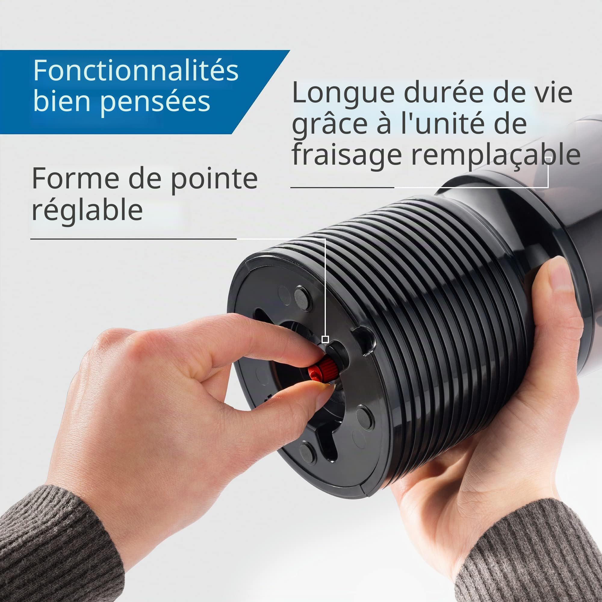 DAHLE Taille-crayon électrique 210 (taille-crayon électrique pour les diamètres de 8 mm à 11 mm, conforme à la normes GS) Noir 20,7 x 10,3 x 10,3