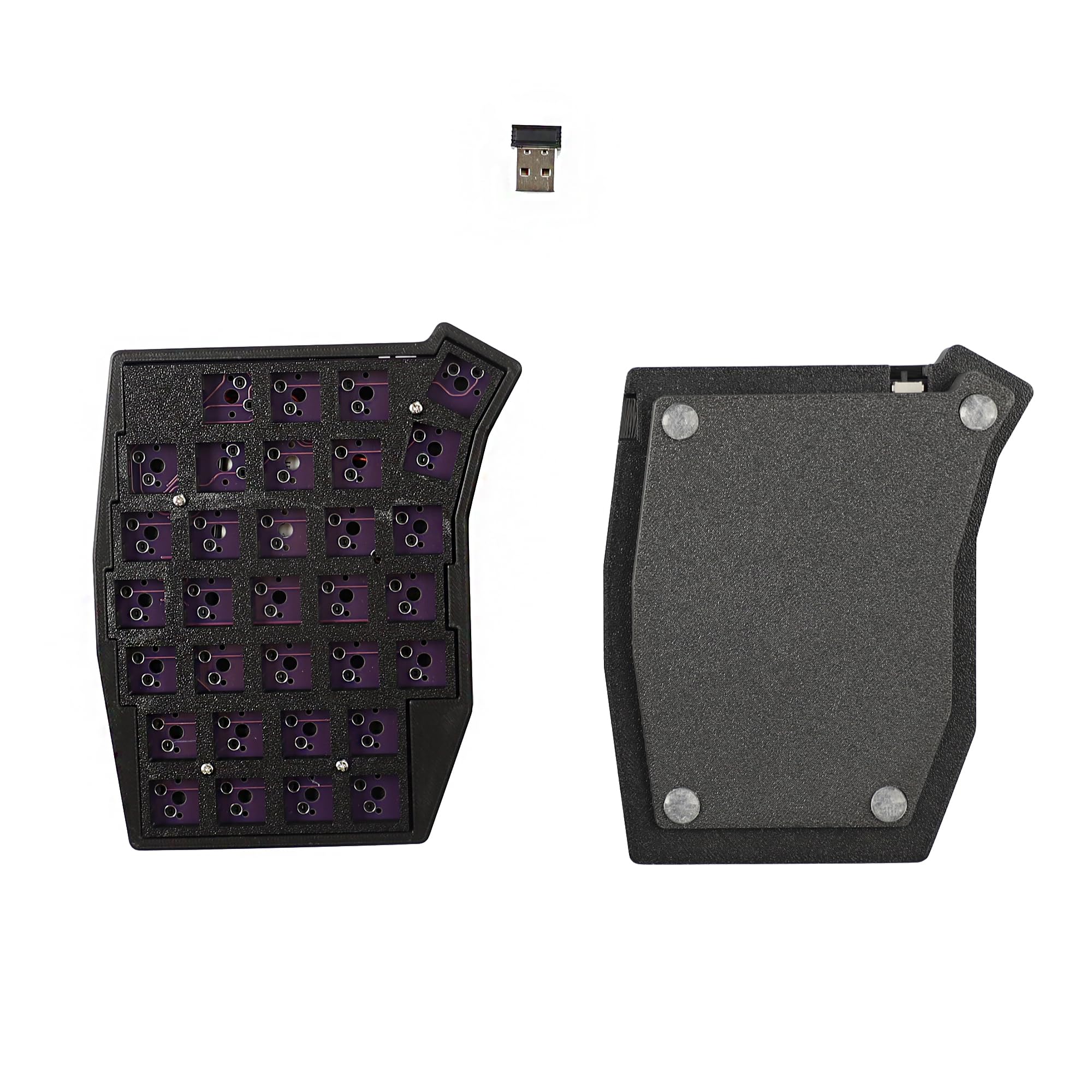 YMDK Sofle Tastiera Wireless Split 2.4Ghz 64 Tasti Ergonomica Hotswap 60% Layout 3D PLA Vial All Key Programmabile Mini Kit Tastiera da Gioco Indipendente