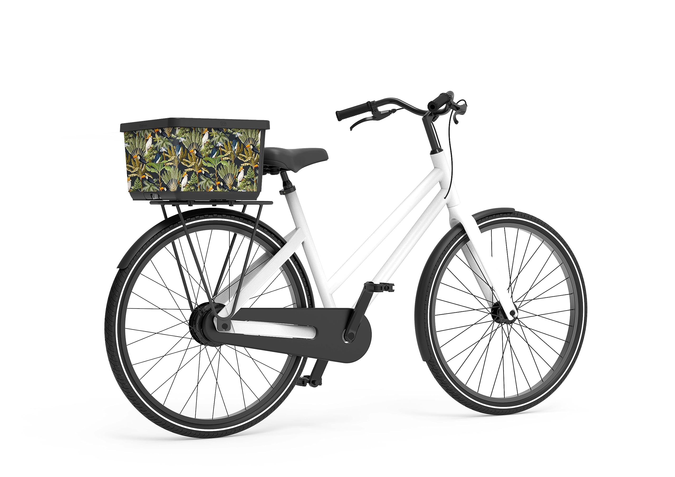 Basky Basket Panier à Vélo Arrière et Avant | Amovible | Motif Dessin | Caisse pour vélo & e-Bike | Adaptable avec Système de Clic et Verrou intégré | Matériaux Durables