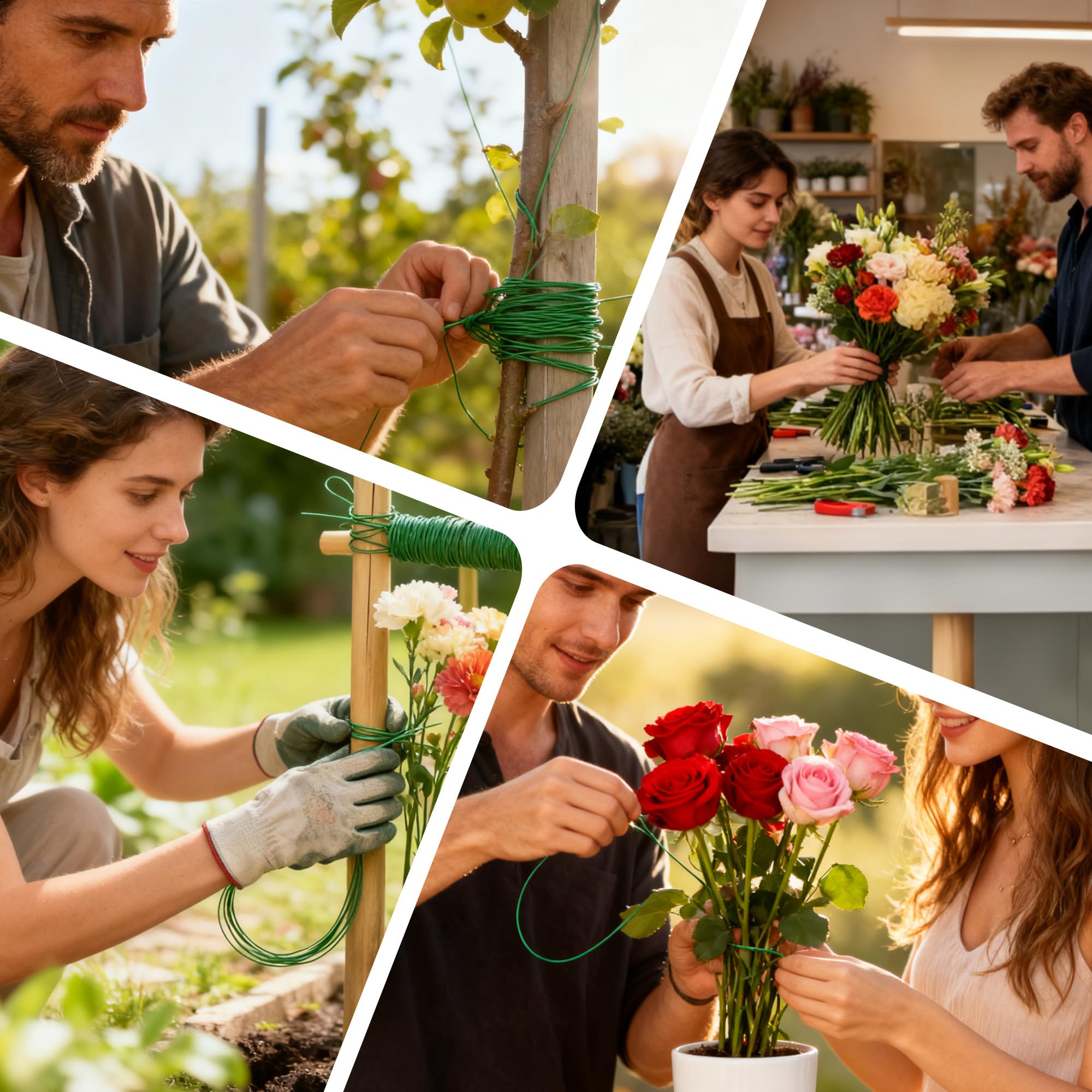 8 Pezzi Filo di Ferro Modellabile, 0,65 mm, Filo per Avvolgere Fiori, Fil di Ferro Fioristica, Filo per Legare Verde Avvolto su Un Bastoncino di Legno, per Giardino, Casa, Ufficio