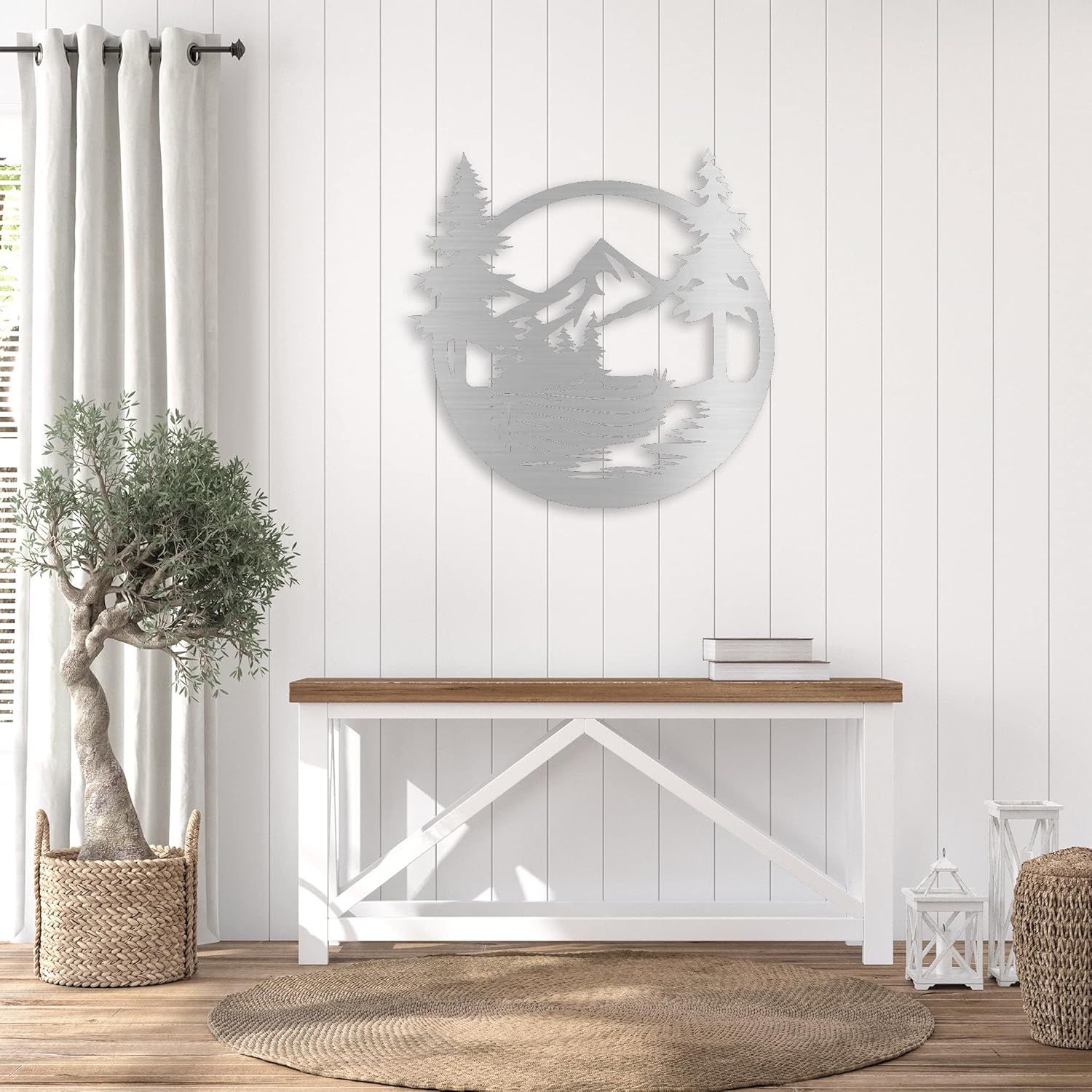 METALPLEX Drift Boat Mountain Metal Wall Art Durable And