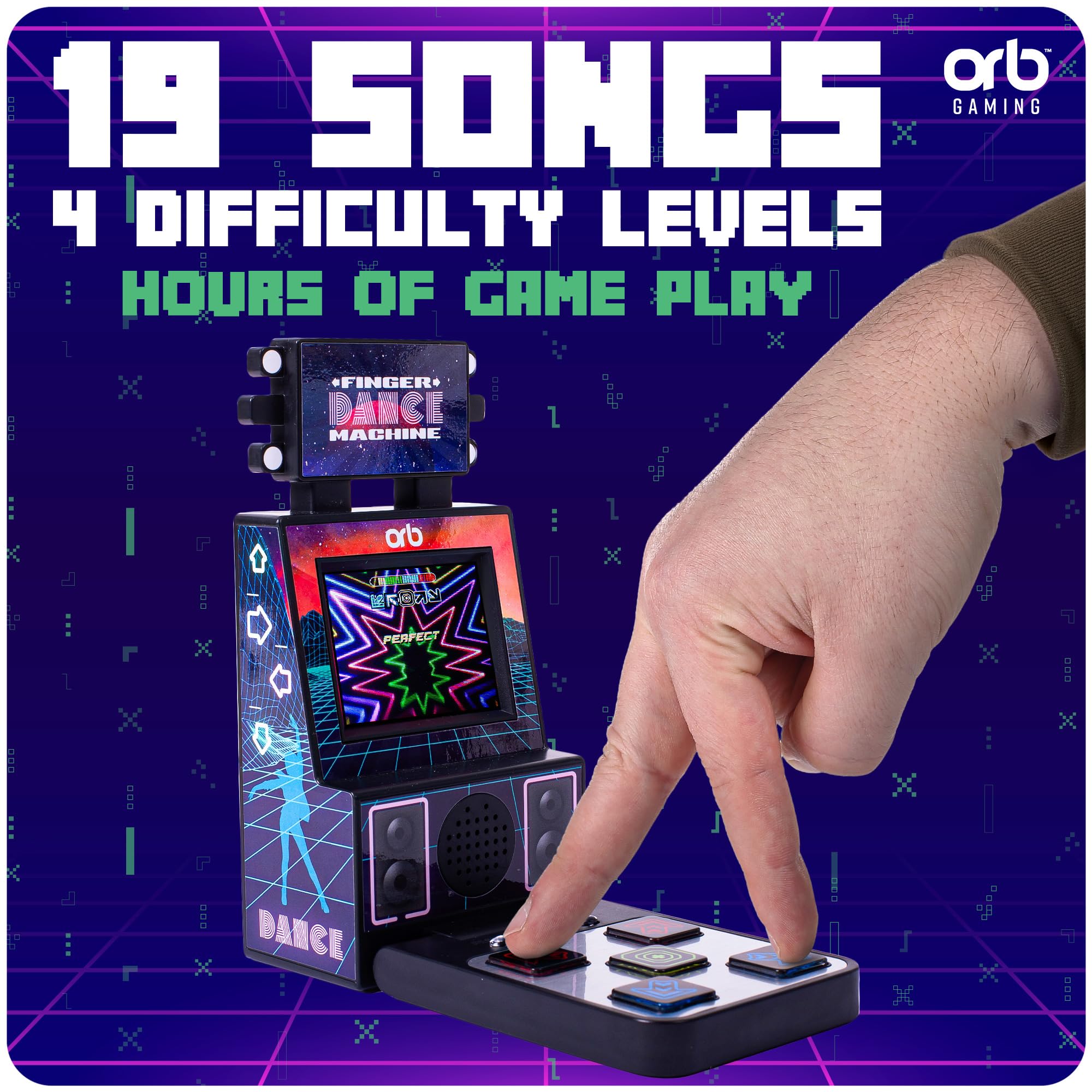Orb, Mini Finger Dance Arcade Machine, 19 in-Built Songs, 4 Difficulty Levels, 8-Bit Retro Arcade Games - Image 2