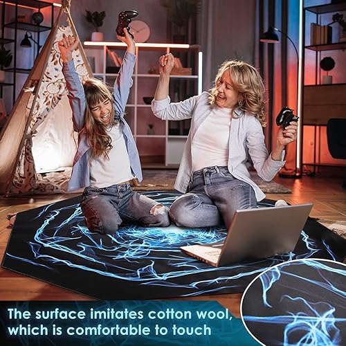 Miniatura 7 de Tapete para silla de juegos, 47 pulgadas, redondo, 0.118 in de grosor, de goma, para suelo de madera, antideslizante, para sala de juegos, oficina y