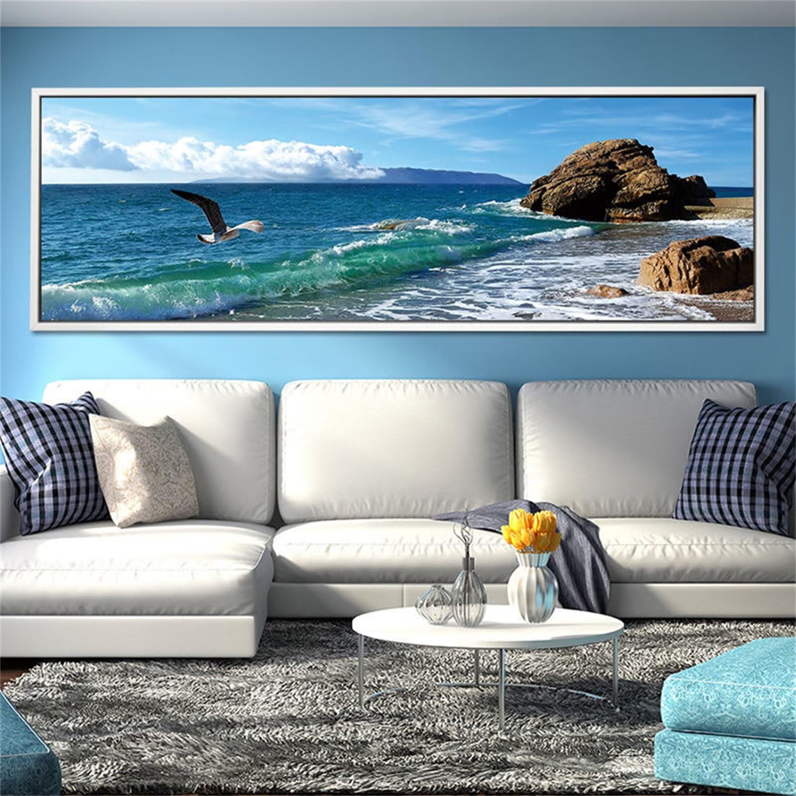 Kit Broderie Diamant Complet Toile Impression HD Paysage Marin 70x140cm Modèle L-11665