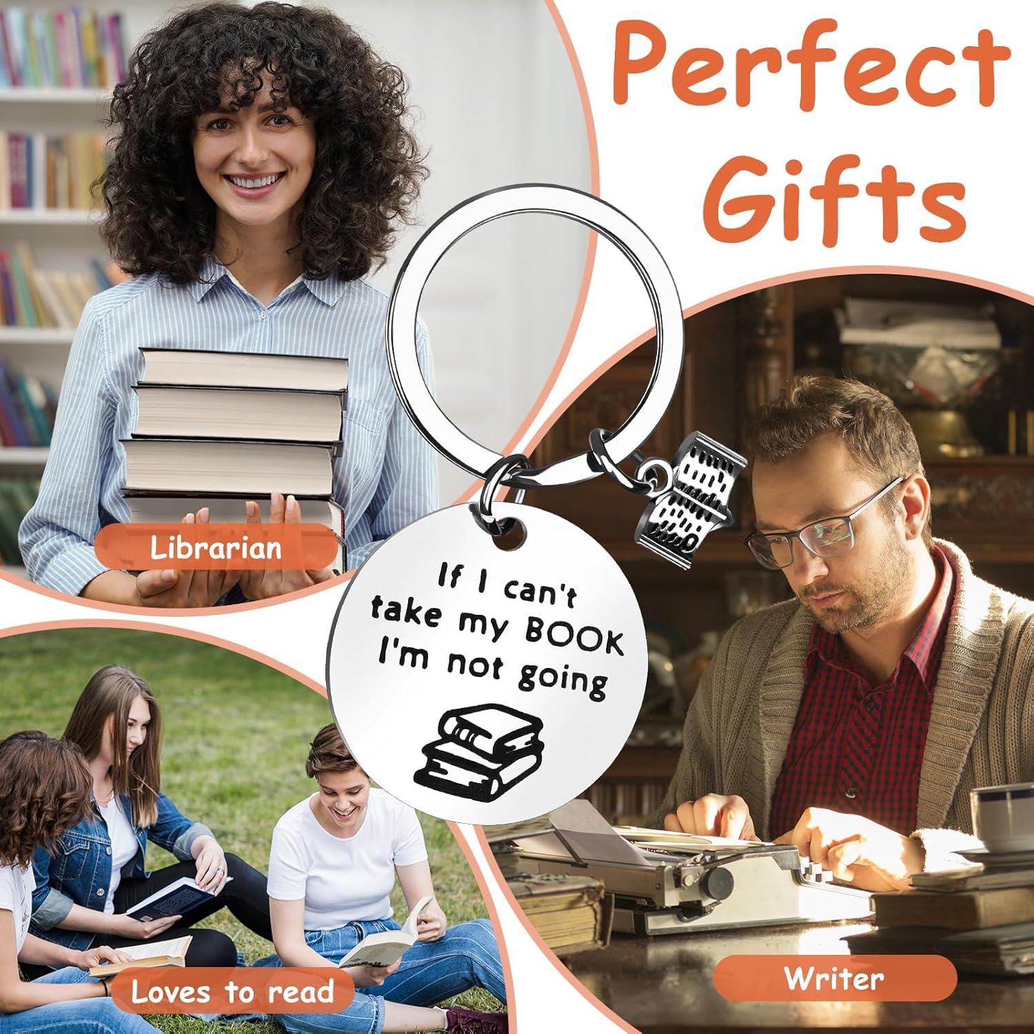 36 Pcs Book Lovers Gifts Set Book Lovers Keychain Thank You Tags and Organza Bags Bookworm Keychain Book Club Keyring for Writers Librarian Bibliophile Reader Lover Gift - Image 5