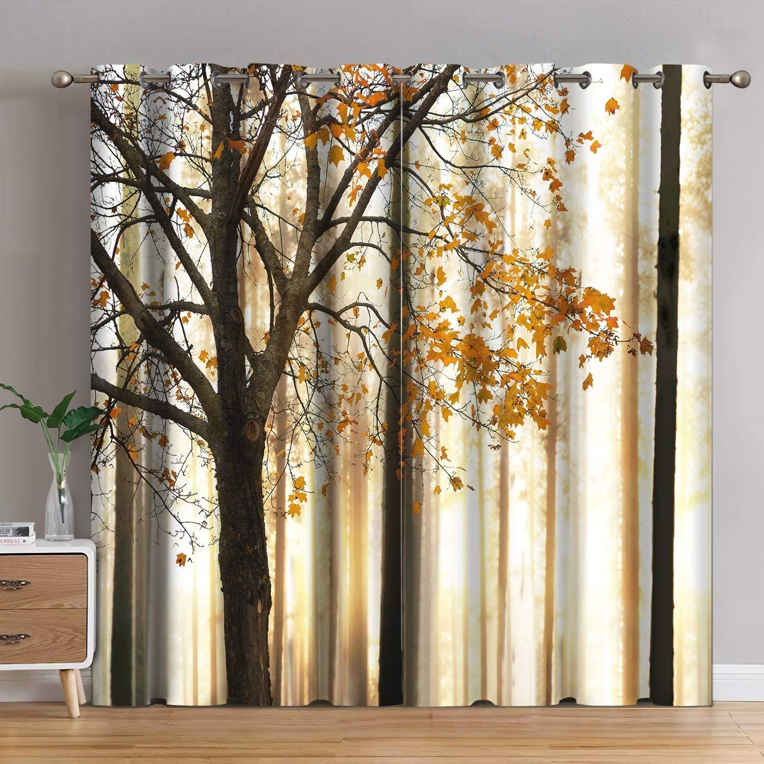 Jekeno Fall Tree Blackout Curtains Autumn Yellow Orange