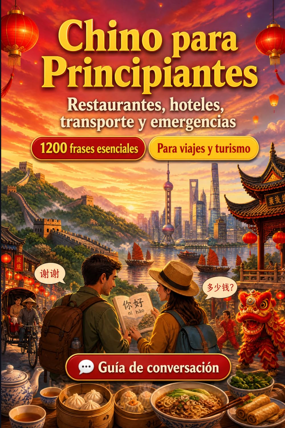 Chino Para Principiantes: 1200 frases esenciales en Chino para viajar: Guía fácil de pronunciación, conversaciones cotidianas, restaurantes, hoteles, transporte, compras, emergencias