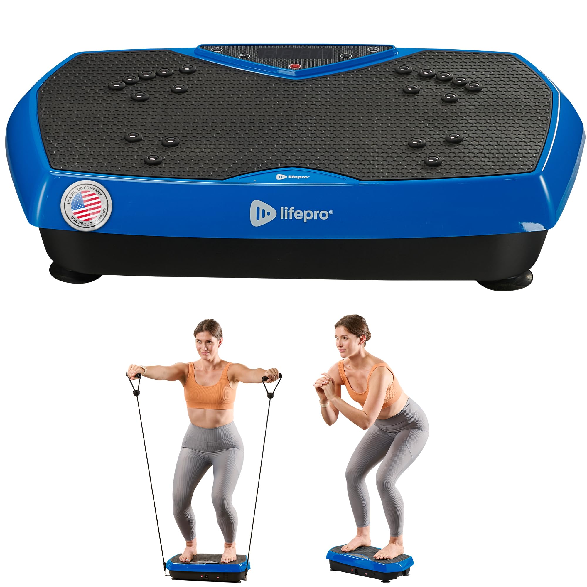 Lifepro Vibration Plate Exercise Machine with Magnetic Acupoints & Handlebars, Whole Full Body Vibration Plate for Fitness & Workout– 99 Speed Levels, Bluetooth Speaker, Resistance Bands & Remote