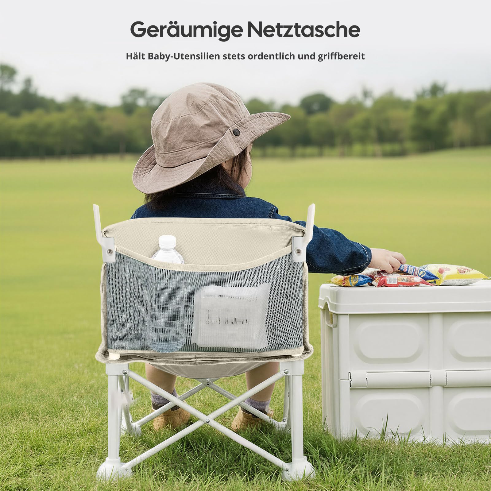 Cochildor 4-in-1 Tragbare Sitzerhöhung für Babys, Faltbarer Babysitz, Beige