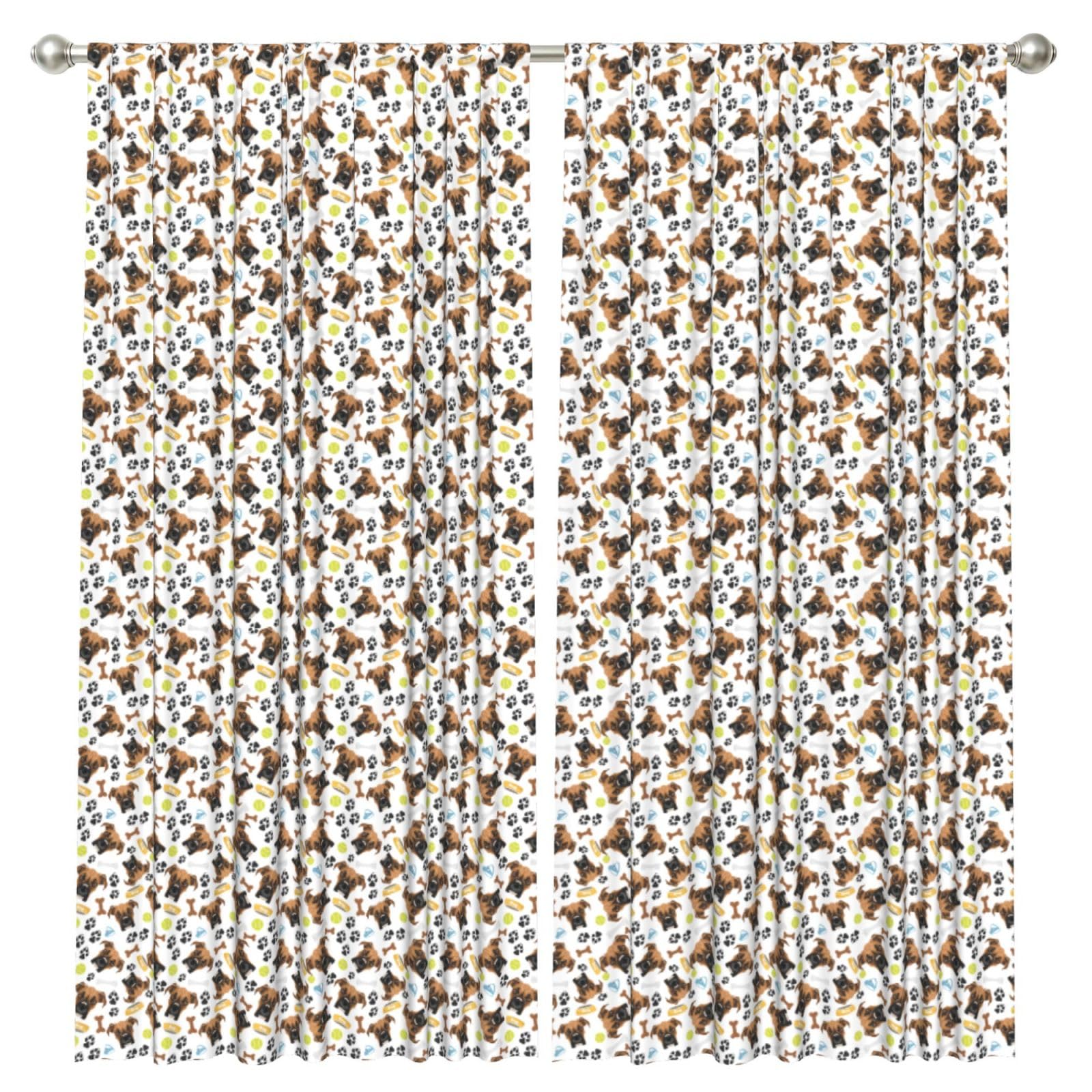 InOmak Smiling Dog Boxer, 2 Panels Window Curtains 52 x 84 Inch Blackout Curtains for Living Room Bedroom