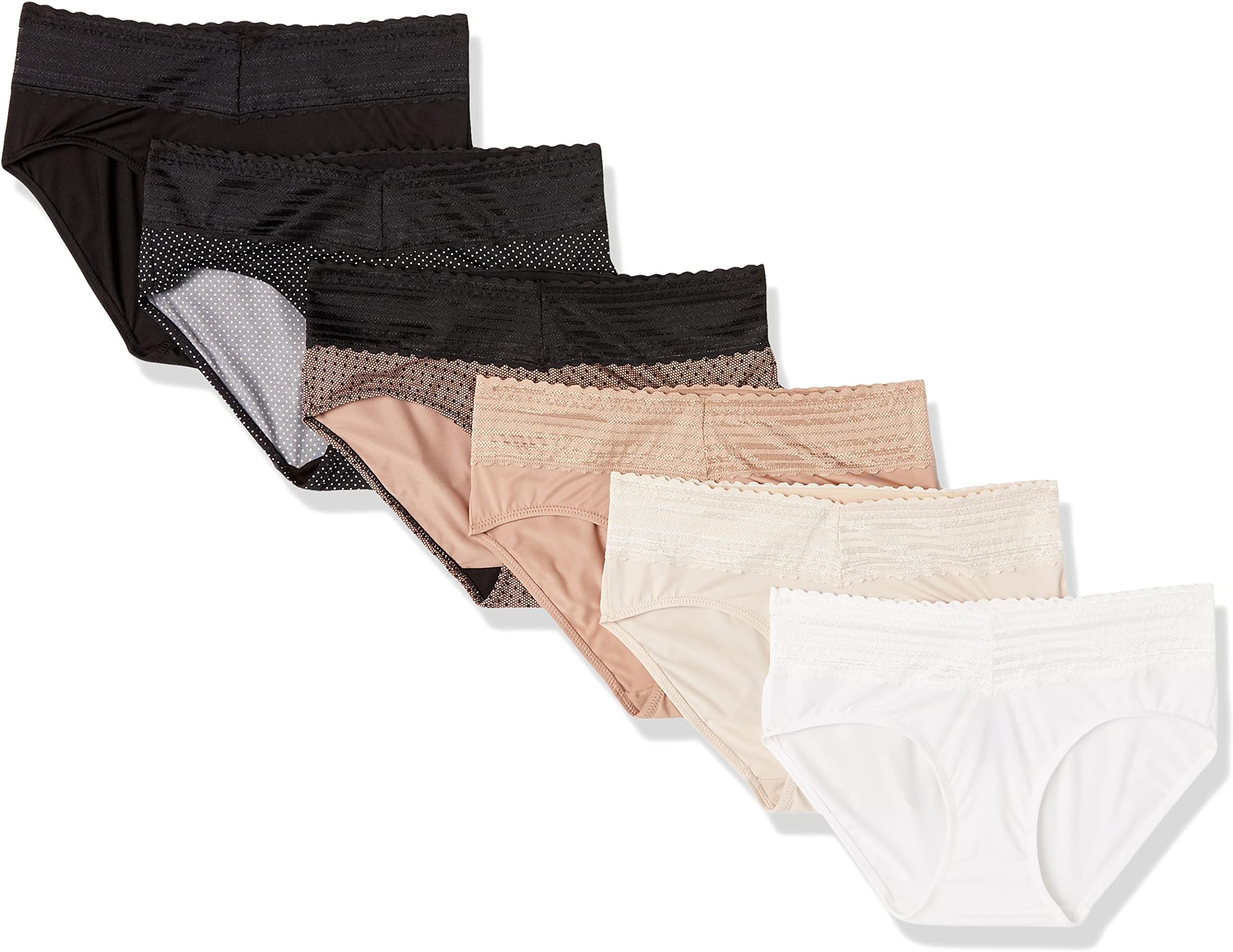 Warner'sWomen's Blissful Benefits Dig-Free Comfort Waist with Lace Cotton Hipster 6-Pack Ru2266w