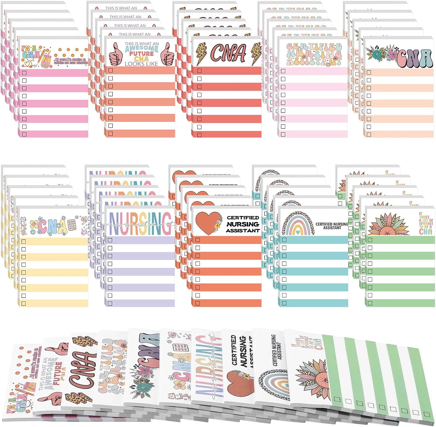 Tinlade 50 Pack CNA Week Gifts Certified Nursing Assistant Small Note Pads CNA Appreciation Gifts Coworkers Staff Appreciation Desk Notepads for Certified Nursing Assistants, 30 Sheets Each