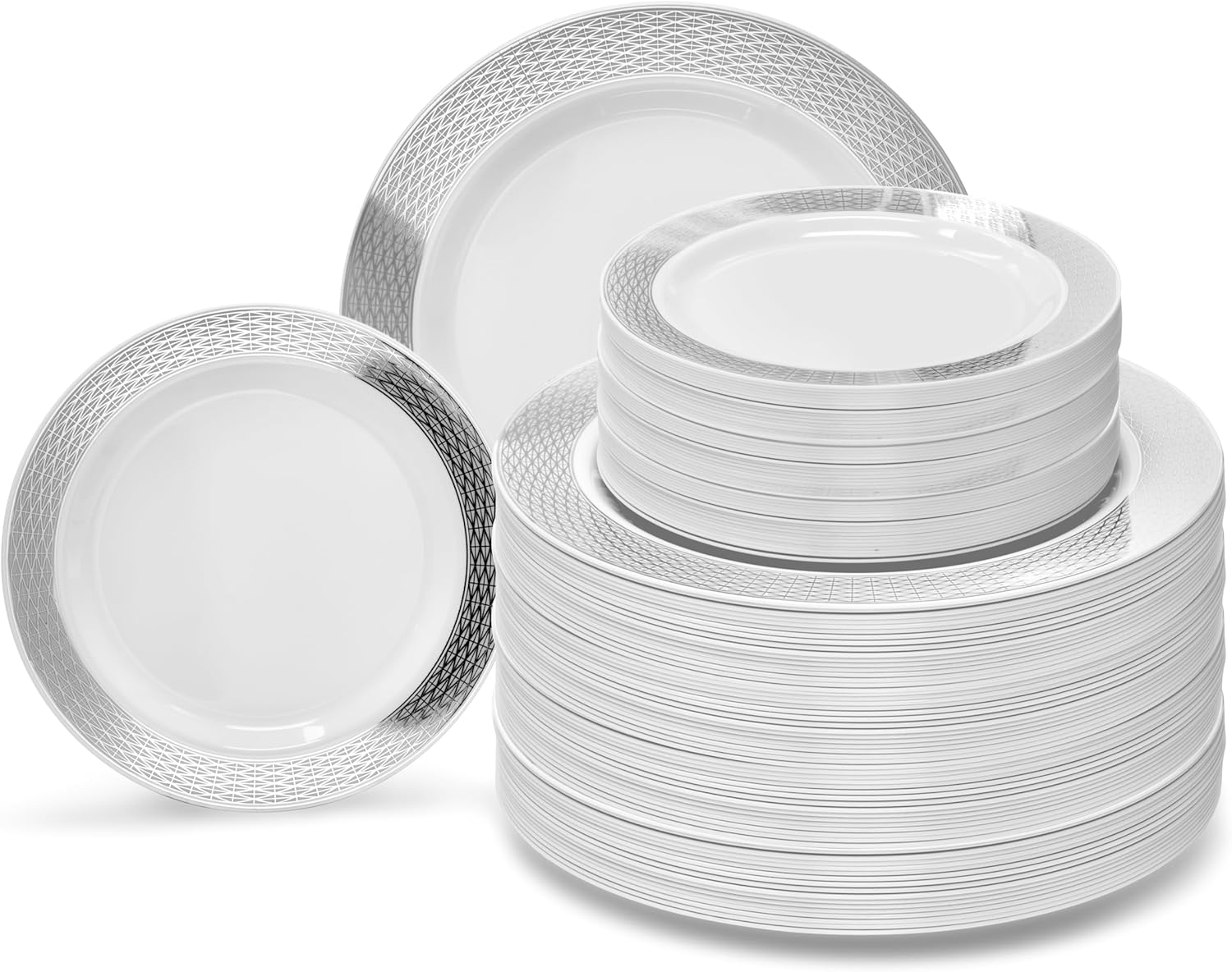 " OCCASIONS " 120 Plates Pack,(60 Guests) Premium Premium Wedding Party Disposable Plastic Plates Set -60 x 10'' Dinner + 60 x 7.5'' Salad/Dessert (Venice Blush and Gold)