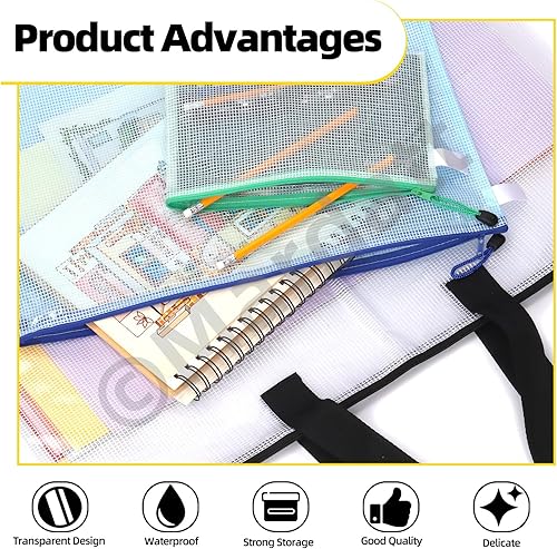 Miniatura 5 de 7 bolsas de almacenamiento de 19 x 25 pulgadas con asa y cremallera, 3 tamaños impermeables para almacenamiento de pósteres, carpetas de malla,