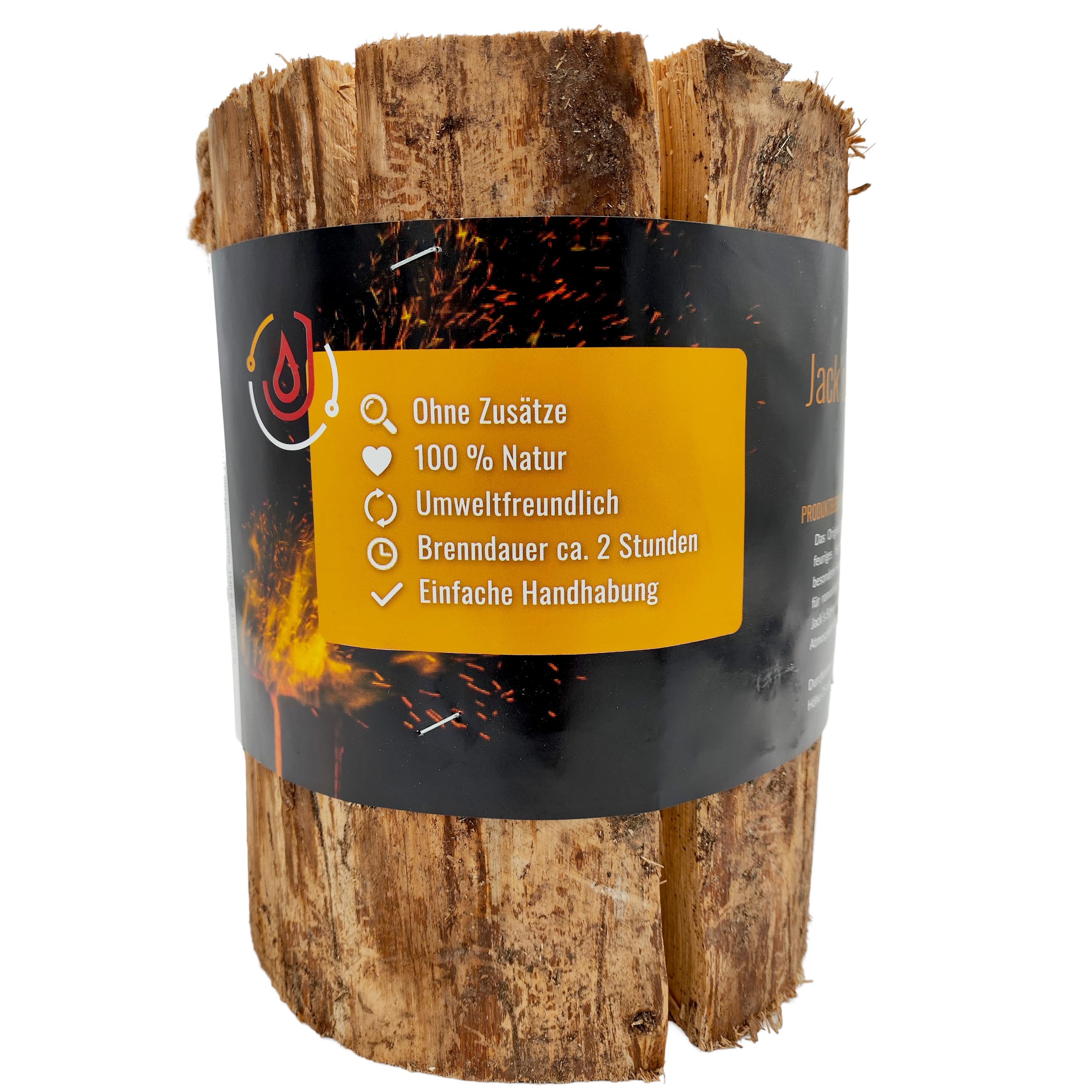 Schwedenfeuer 6 Stück Baumfackel 25 cm Gartenfackel Naturholz Lagerfeuer | Jack's, Ø17–24 cm, bis 2 Stunden Brenndauer, Lagerfeuer, Terrassenfeuer, Gartenparty, Naturprodukt, stimmungsvolle Atmosphäre