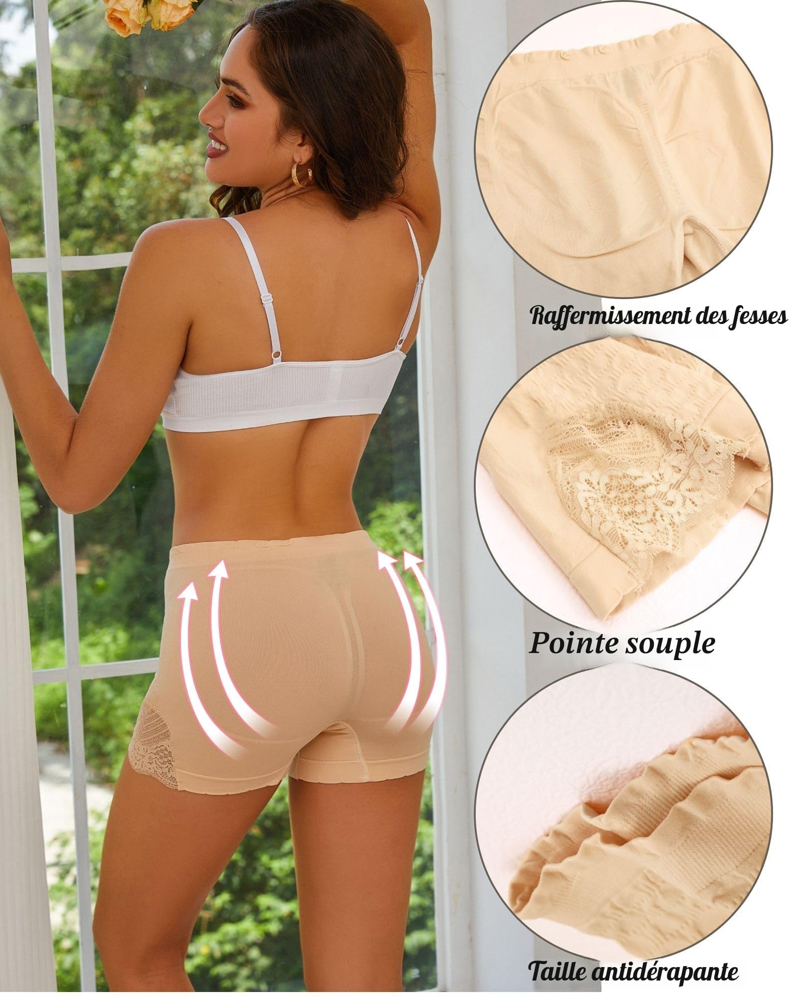 FINETOO Lot de 4 Boxer Femme sans Couture Culotte Seamless Shorty Boyshorts S-XL