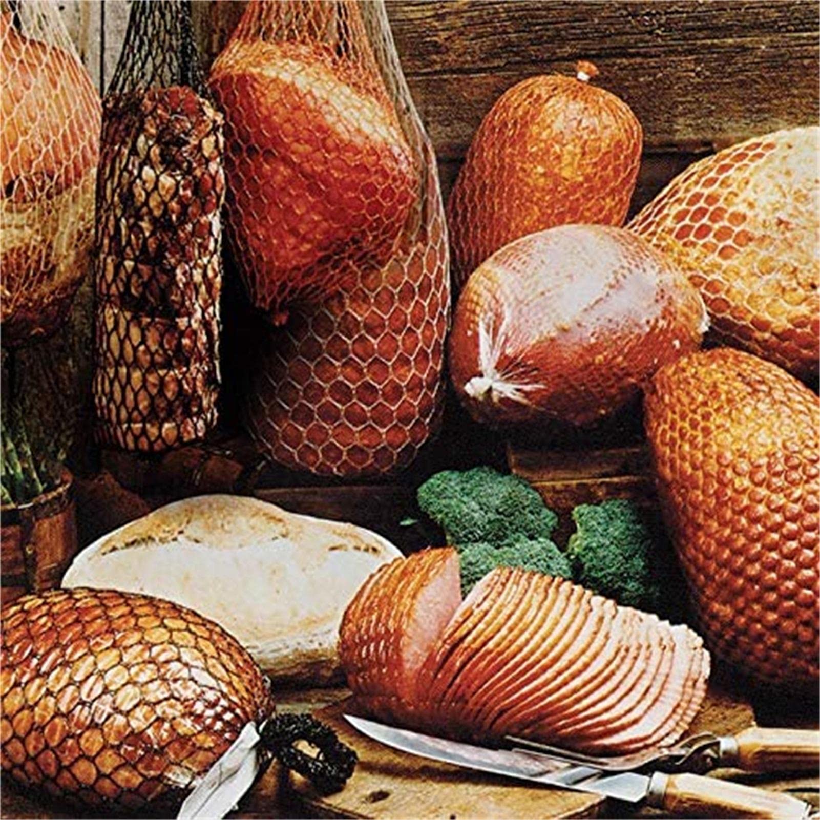 BAODAN Meat Netting Roll, Ham Sock Elastic Netting Meat Butcher Twine Net Meat Netting Roll Meat, 3.28ft /9.84ft, 1m