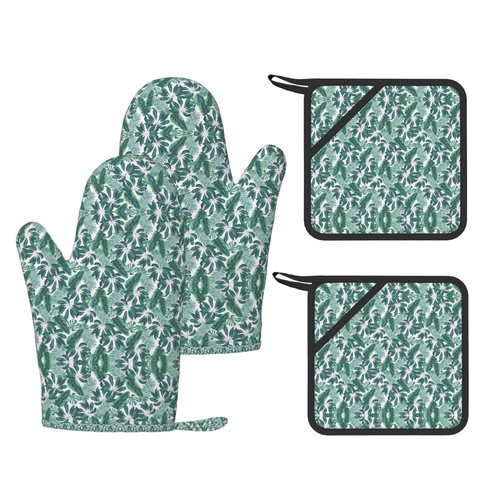 Gants de cuisine en silicone anti-chaleur lot de 4 maniques avec poche de protection