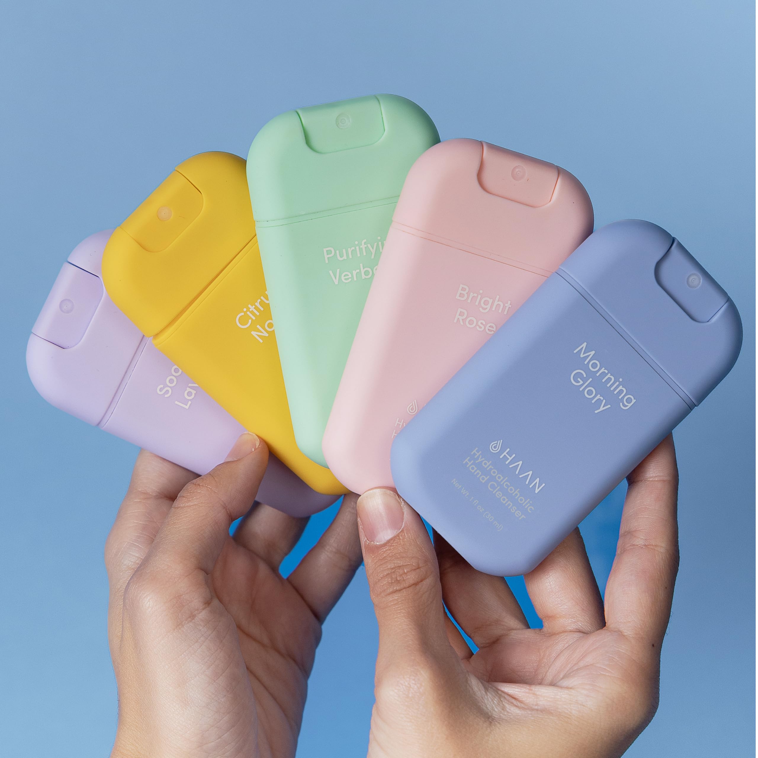 HAAN Hydroalkoholisches Handdesinfektionsmittel 30ml 5 Pack (Bright Rose + Purifying Verbena + Morning Glory + Soothing Lavender + Citrus Noon)