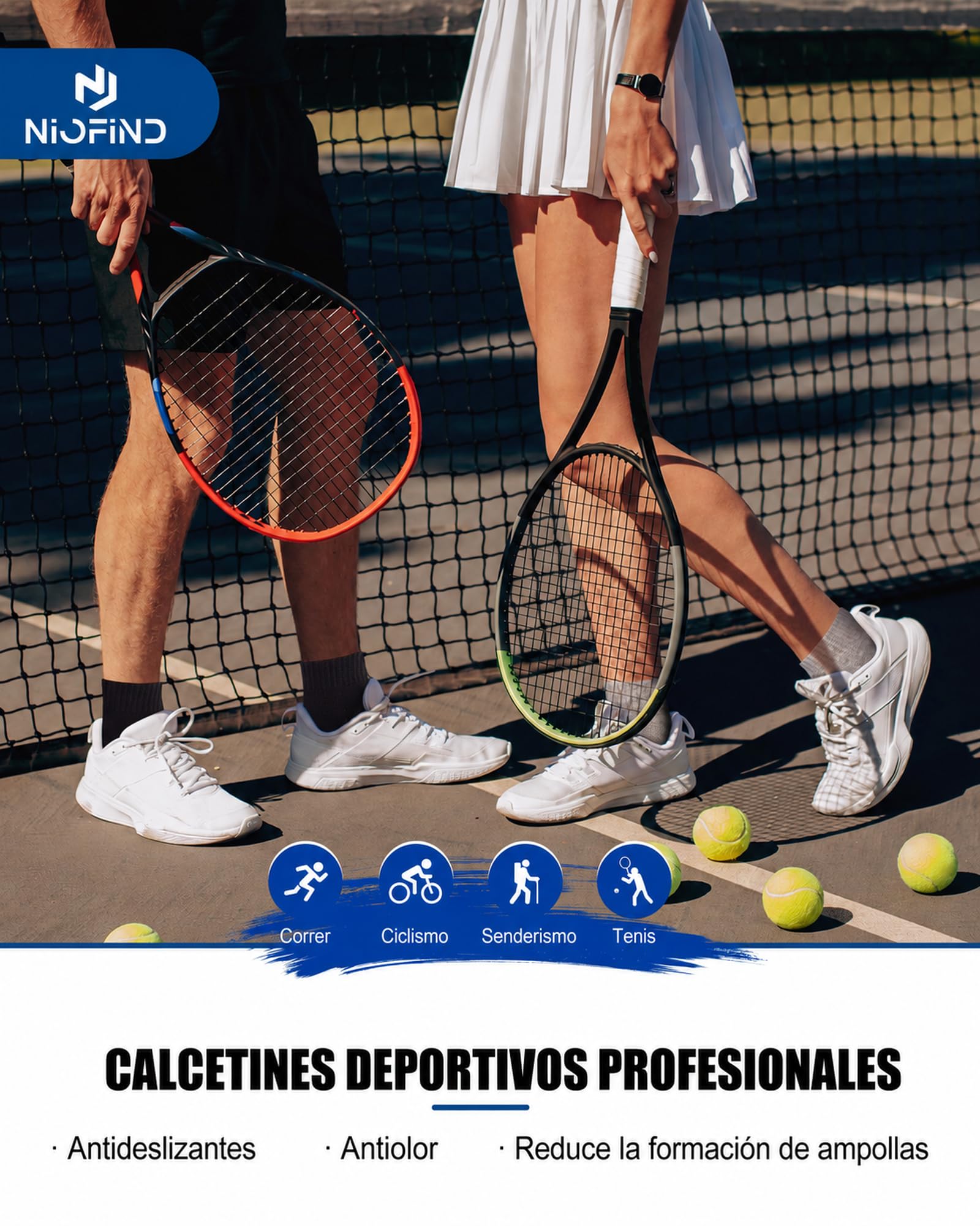 Niofind pack 6 pares calcetines deporte hombre y mujer de algodón transpirables, calcetines deporte hombre acolchados para running, fitness y uso diario