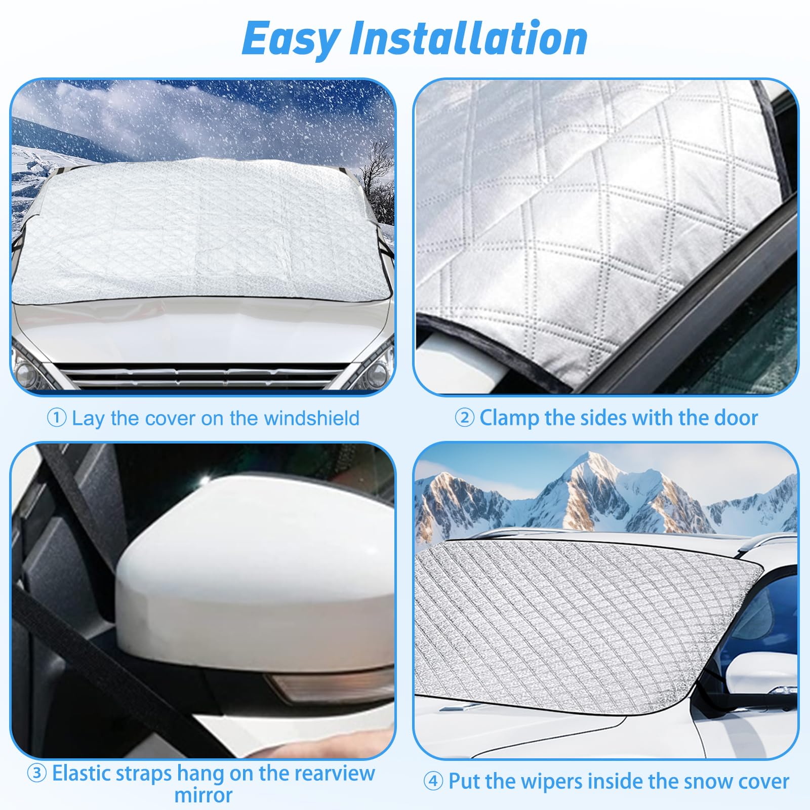 COIEN Auto Protege Pare Brise Givre Hiver Pour Jeep Compass 2. Generation 2021 2022 2023, Bâche Pare Brise Protection Anti Givre/Neige Accessoires Auto-Noir,A/Black