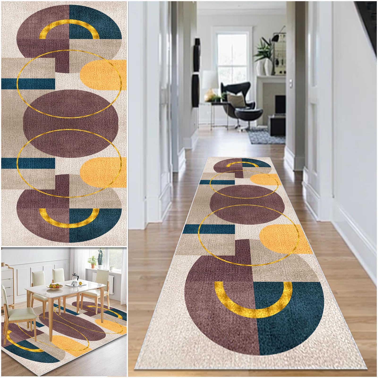 Hallway Runner Rug Non Slip Washable Kitchen Runner Rug 40 x 200 cm Area Rugs Hallway Hall Runners Narrow Rug Low Pile Carpet Runners with Anti-Slip Backing Floor Runner for Hallway Entryway Laundry