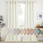 NICETOWN Rideaux de lin naturels 84 Inch Long pour la chambre à coucher, filtre de lumière Confidentialité Rideaux Grommet Top Soft Linen Smooth Sheer Fenêtre Texturé Draps pour la cuisine, 55 W x 84 L, 2 Pcs