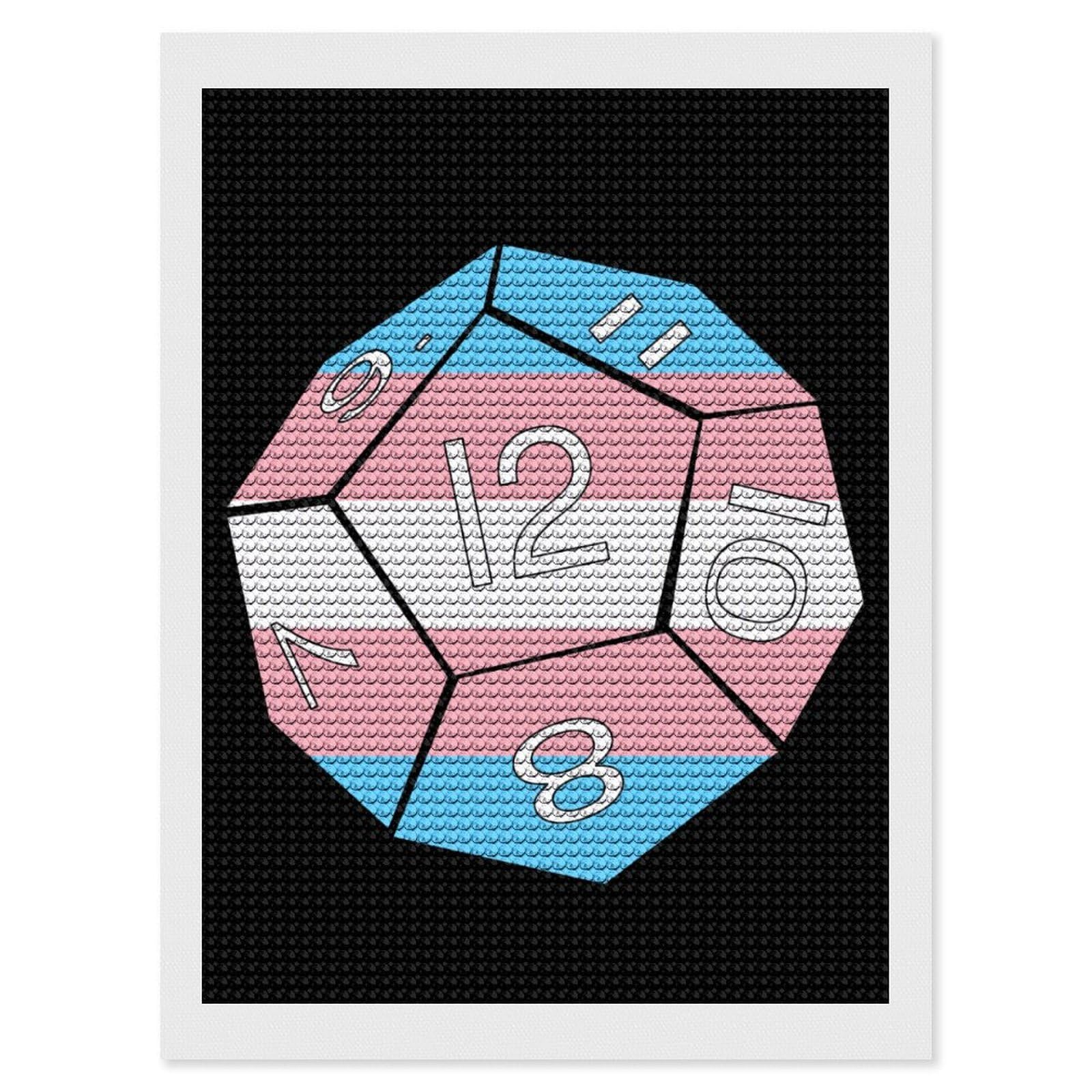 Nclqvjxzkhw Style Transgender Flag Dice Dragons Dungeons Diamond Art Painting For Adult Round Diamonds Pictures Arts Crafts Home Wall Decor 12"X16"