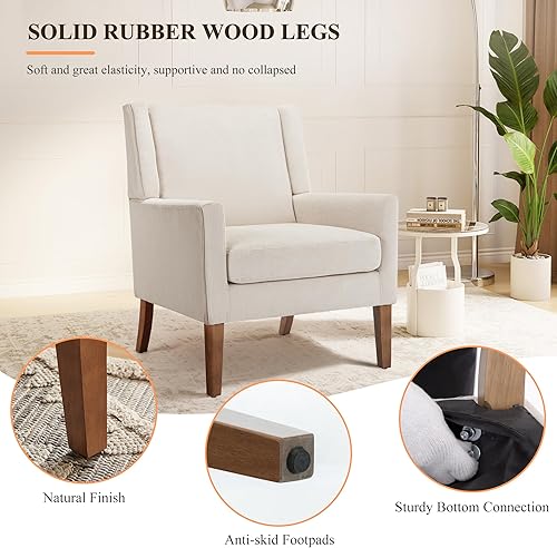 Miniatura 7 de Sillas decorativas para sala de estar, sillas de sala de estar de tela de madera de mediados de siglo, silla con brazo, sillas laterales para sala