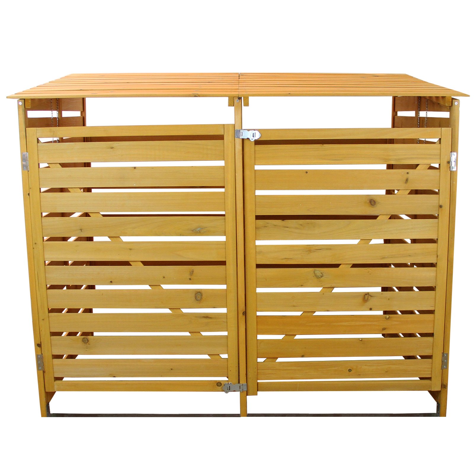 Buy Double Wooden Wheelie Bin Store Outdoor Garden Lockable Latched