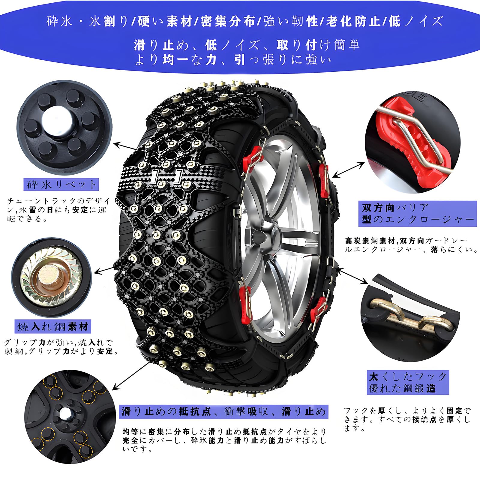 Amazon.co.jp: Hlanesav タイヤチェーン 非金属 軽自動車 駆動輪2本 