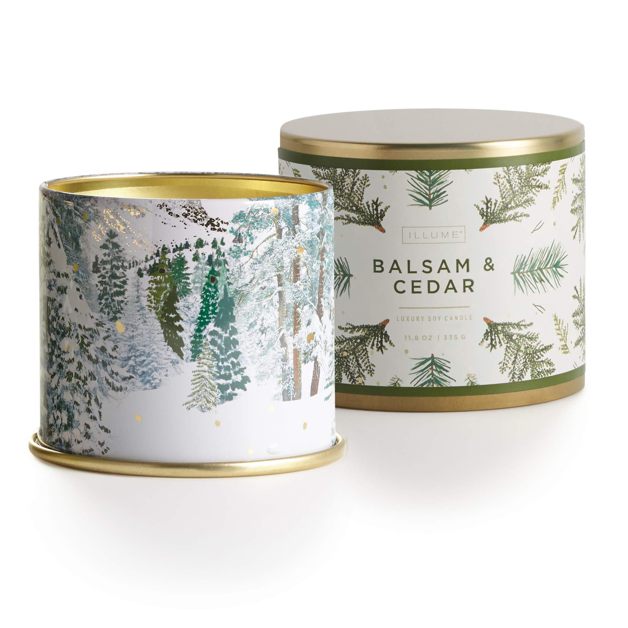 IllumeNoble Holiday Collection Balsam & Cedar Vanity Tin Candle, 11.8 oz