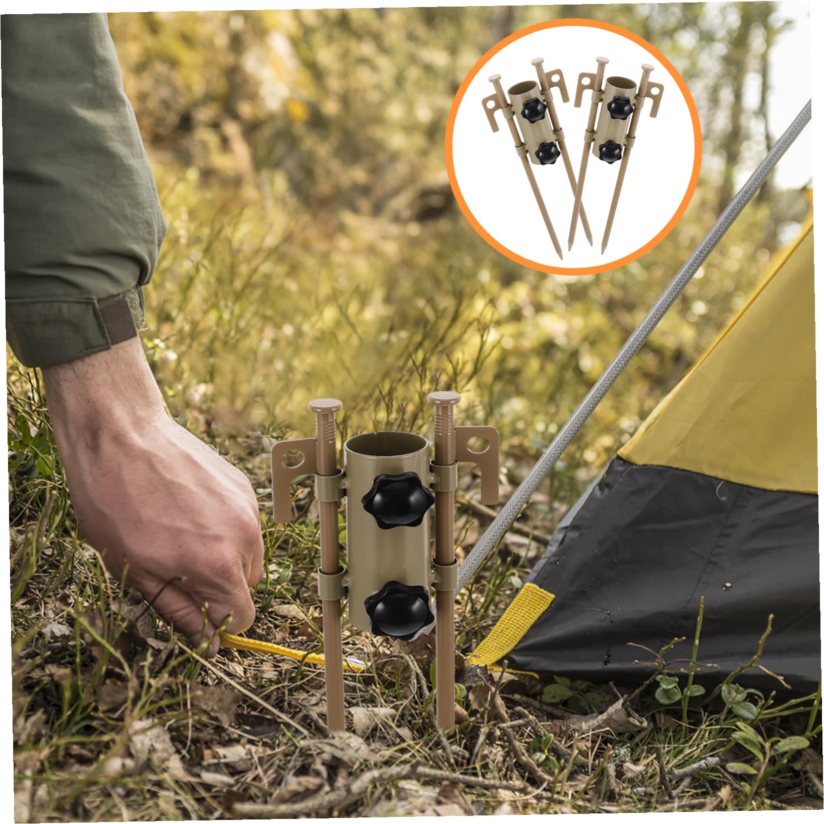 6 Stück Verstellbarer Zeltstangen und Heringe aus Stahl für Camping und Outdoor mit Erhöhter Stabilität und Einfacher Handhabung