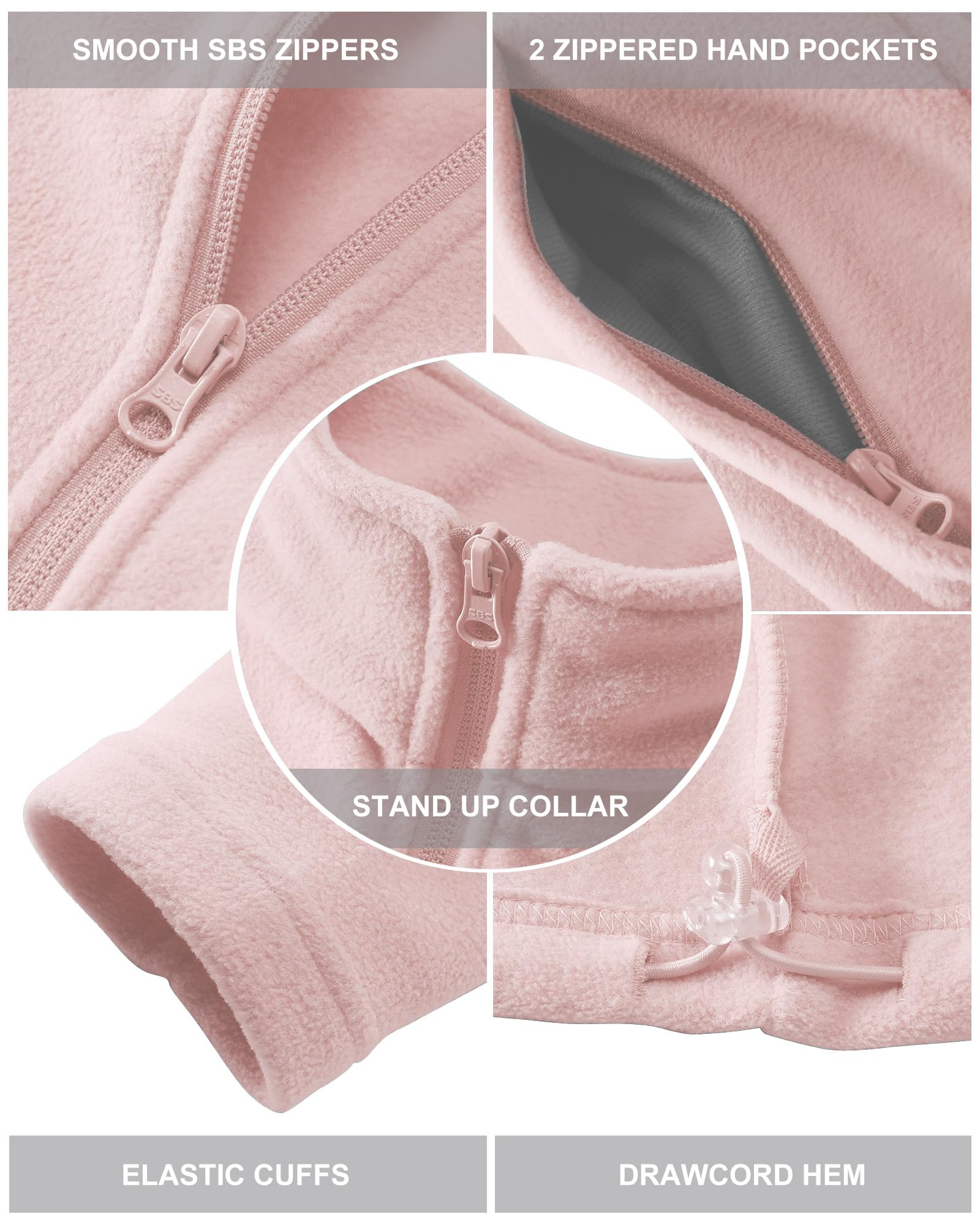 Outdoor Ventures Chaqueta de forro polar para mujer con cremallera completa, cuello alto, chaqueta ligera de forro polar para mujer
