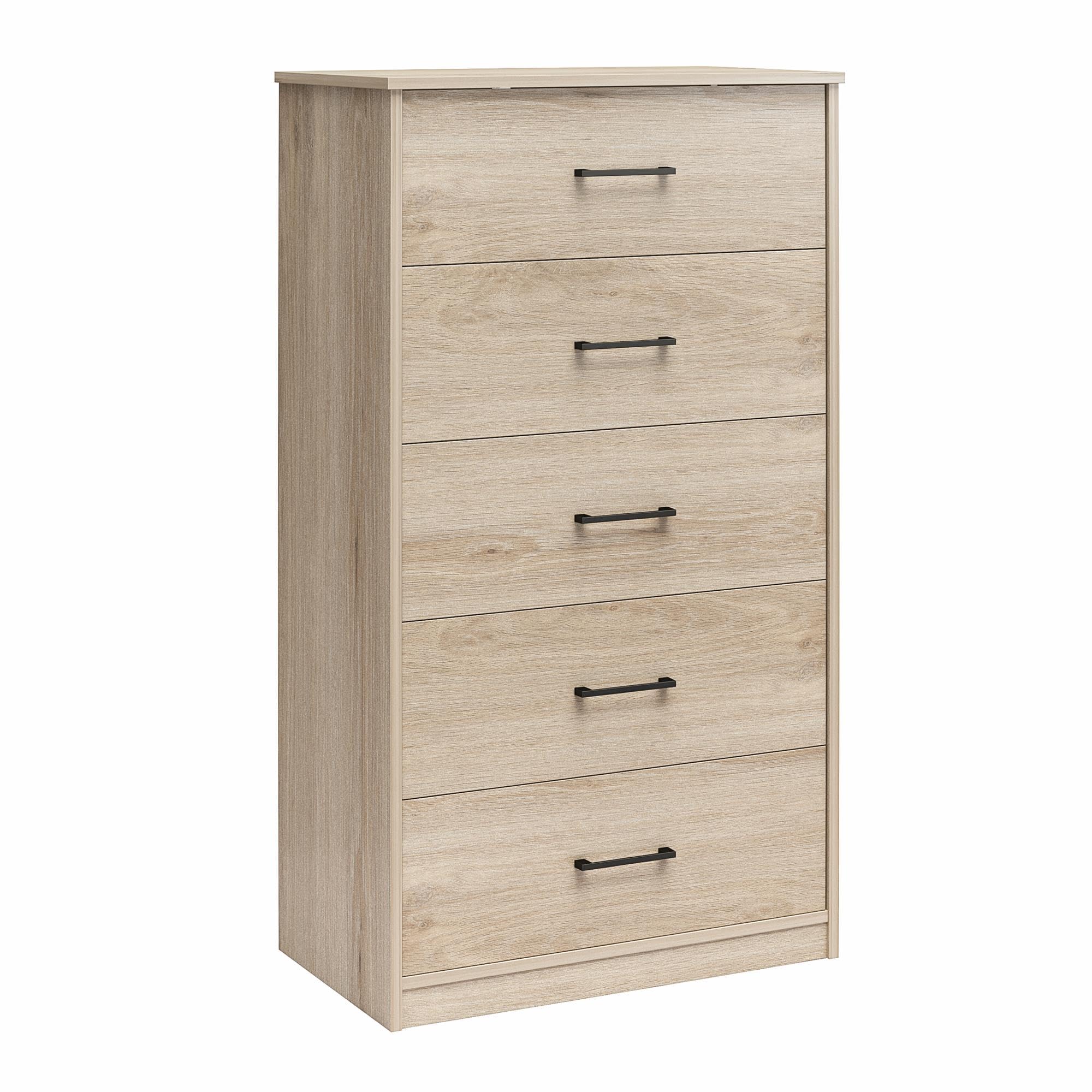 Dorel Home BrEZ Build Pearce Dresser with 5 drawers in Light Oak, 40x71x126cm (DxWxH)