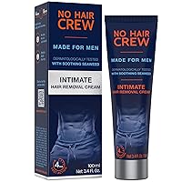Vista 1 de No Hair Crew Crema depilatoria íntima/privada en casa para hombres, sin dolor, impecable, calmante para cabello corporal masculino grueso