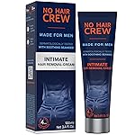 No Hair Crew Intimate/Private At Home Hair Removal Cream for Men - Painless, Flawless, Soothing Depilatory for Unwanted Coarse Male Body Hair, 100ml