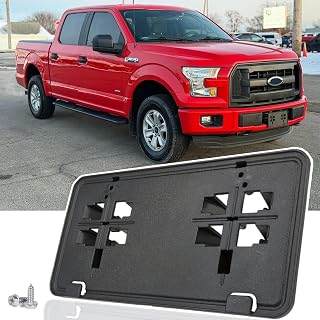Front License Plate Frame for 2015 2016 2017 Ford F150 2.7L 3.0L 3.5L NO Drill Front Bumper License Plate Holder Mounting Bracket Replace # FL3Z-17A385-B FO1068166 F-150 Accessories