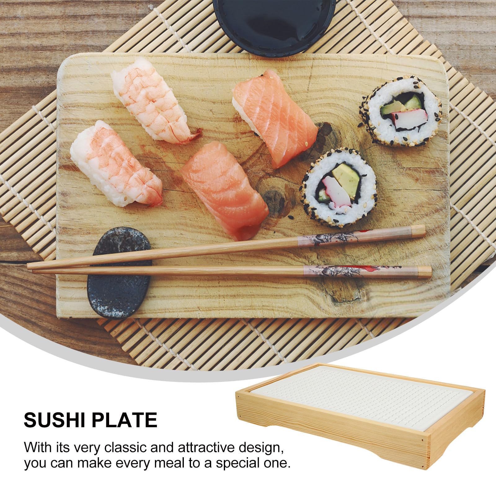Vassoio per Sushi e Salmone in Legno Piastra di Raffreddamento a Ghiaccio Freddo Rettangolare, Piatto di Frutti di Mare per Ristoranti e Buffet, Mantenimento Freschezza per Uso