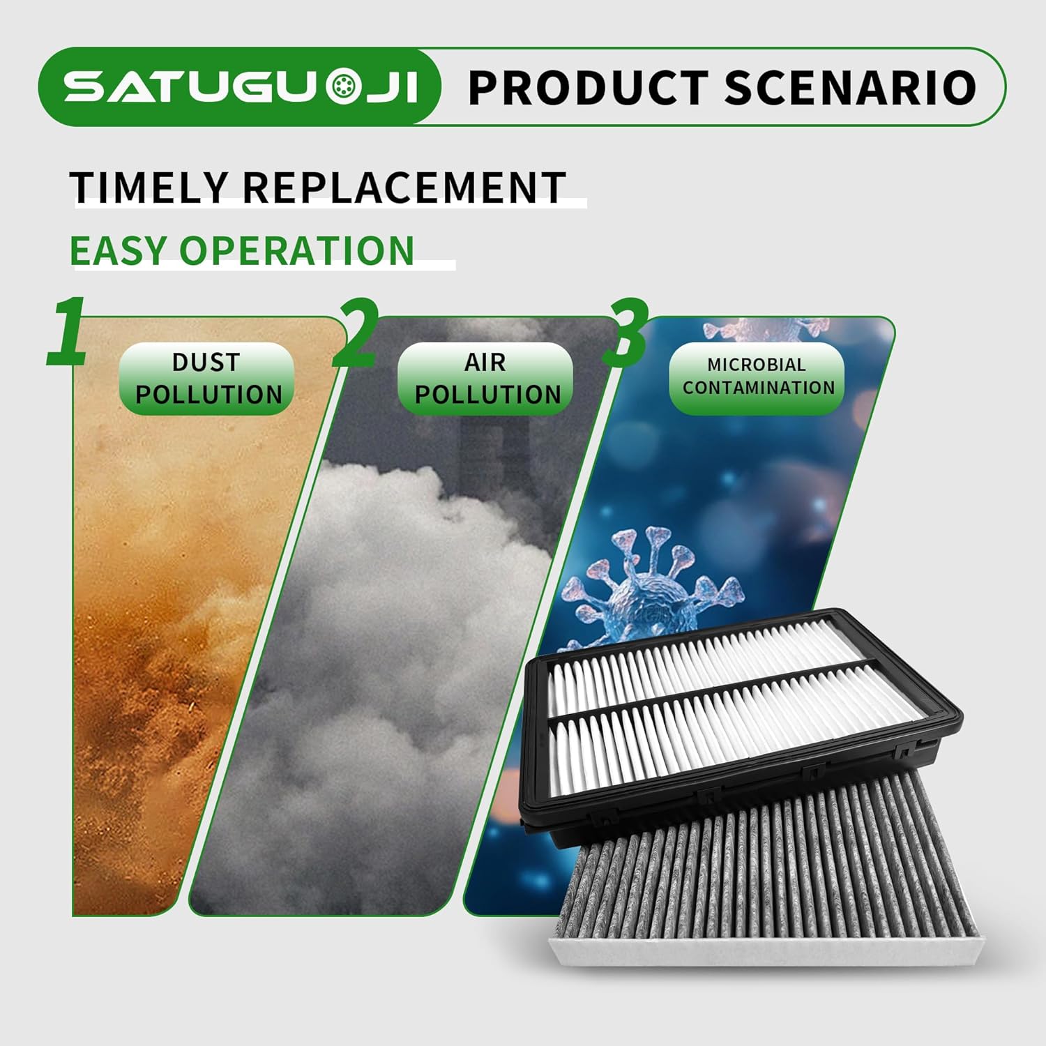 97133-S8000 28113A9100 Engine & Cabin Air Filter Set Fit for Palisade 2020-2025, Replaces CA11943 WP10080