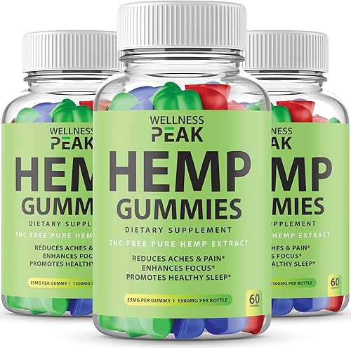 Paquete de 3 gomitas Wellness Peak  Fórmula oficial  Gomitas Wellness Peak Advanced Strength, 25 mg por gomita 1500 mg por botella, fórmula 2023 de