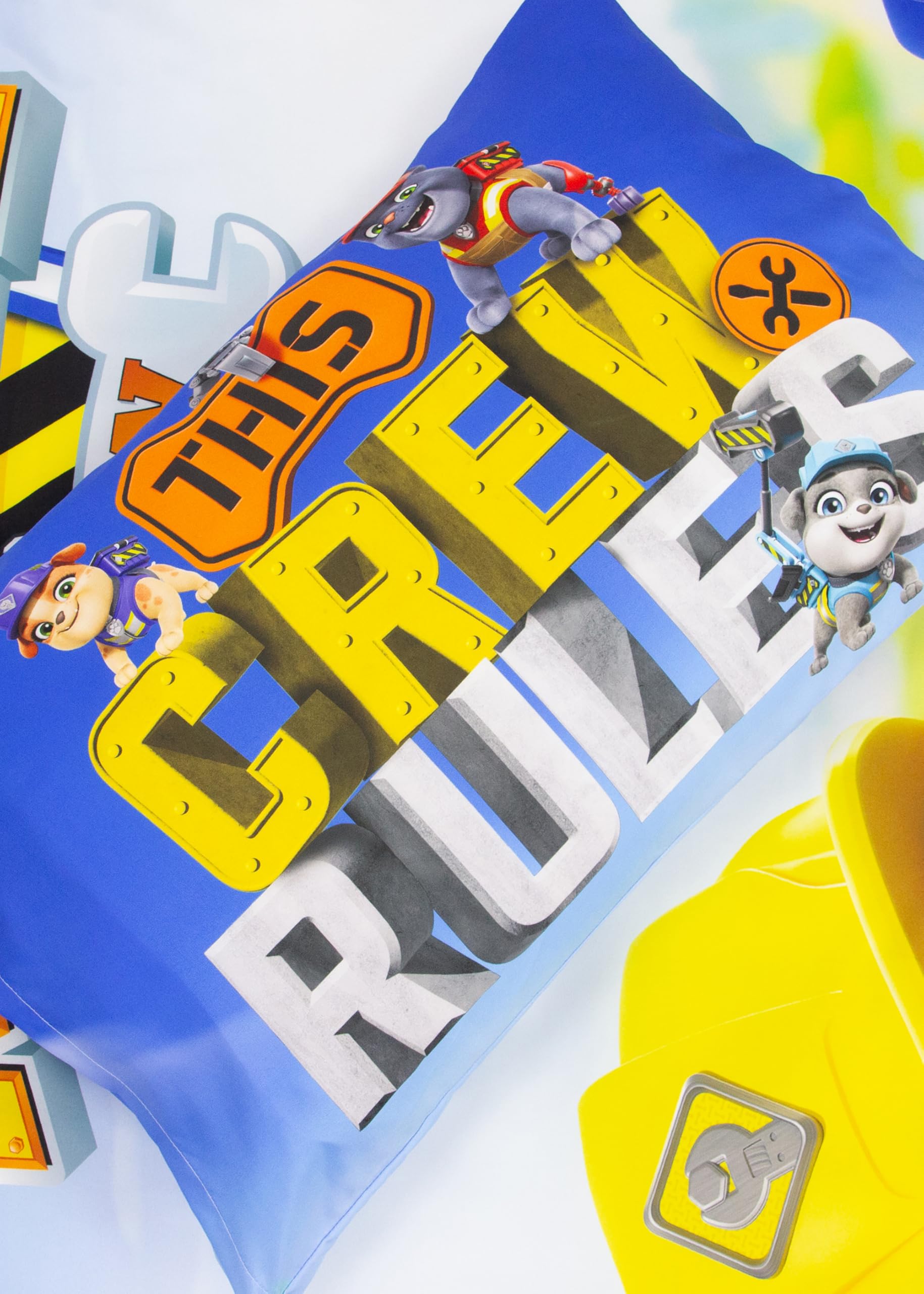 PAW PATROL offiziell lizenziert Rubble und Crew Design einzelne Bettbezug Set | Reversible 2-seitige Hund Bettwäsche einschließlich passender Kissenbezug | Perfekt für Kinder-Schlafzimmer