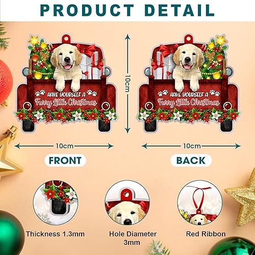 Miniatura 2 de Adornos para perro Golden Retriever para árbol de Navidad, adorno rojo de aluminio para automóvil (no 3D), decoración de Navidad 2023 para amantes
