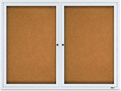 Miniatura 2 de Quartet Tablero de corcho 2 puertas tablón de anuncios cerrado 4 pies x 3 pies exterior tablero de corcho marco de aluminio 2124 platacorcho