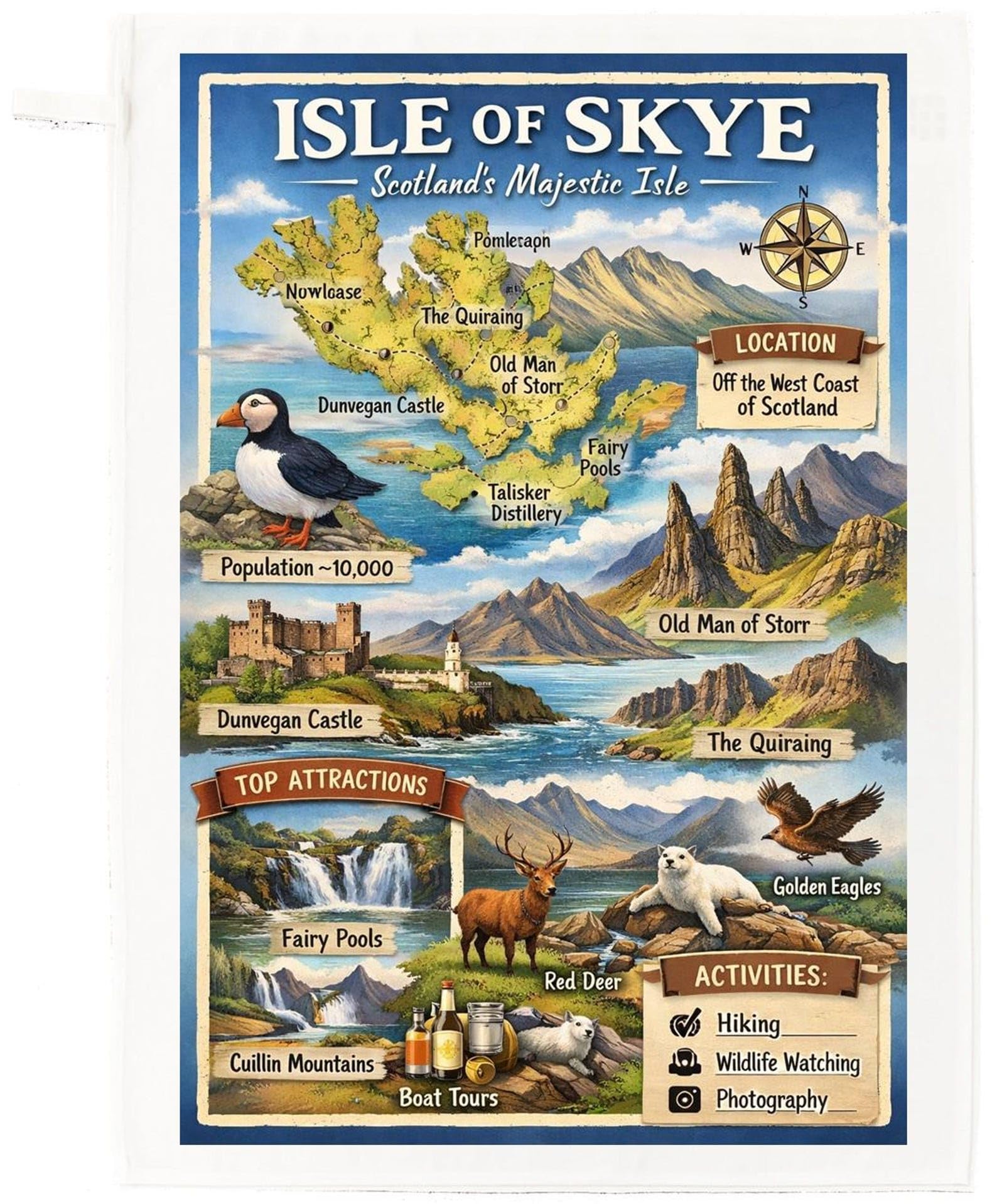 Isle of Skye Map Tea Towel – Scotland’s Majestic Isle