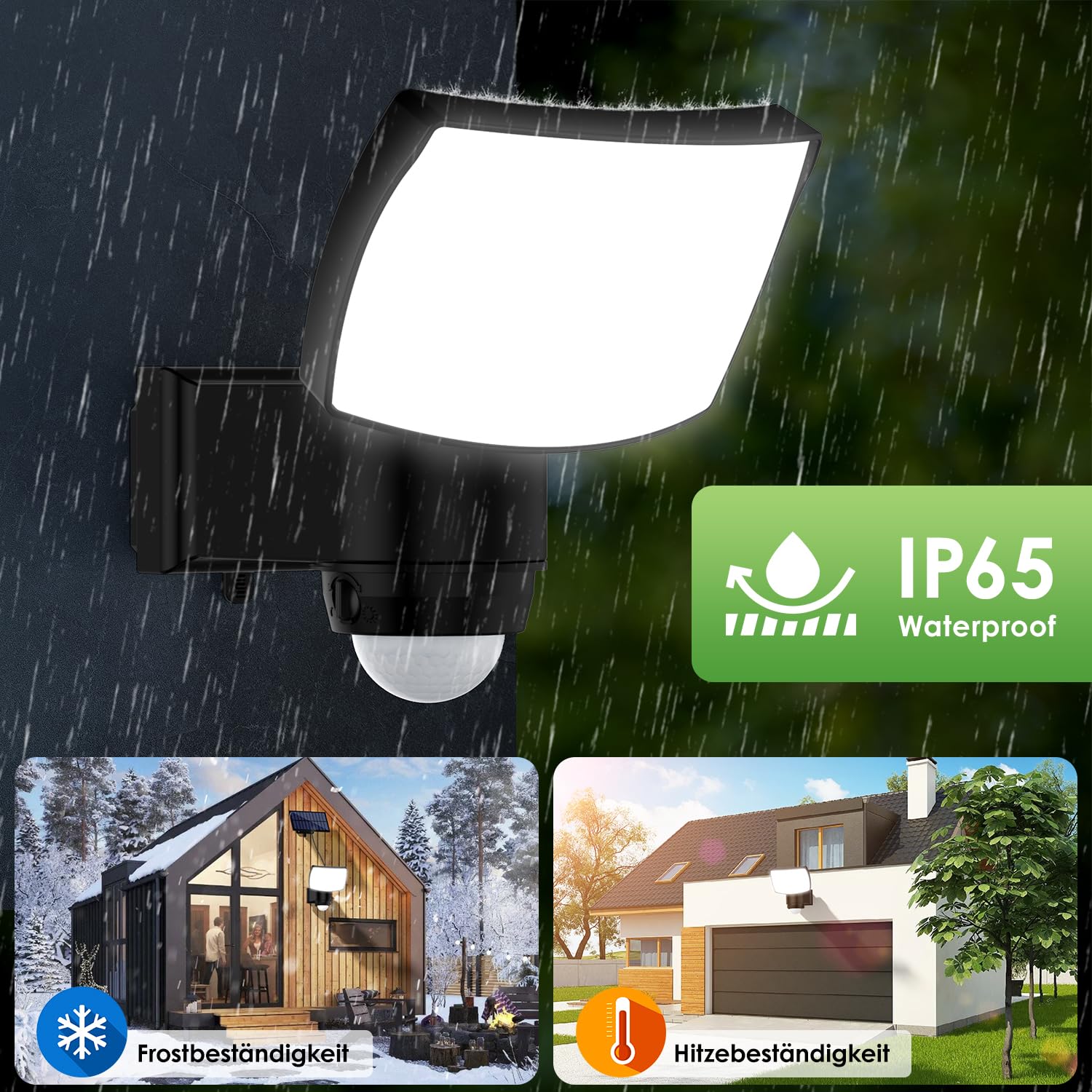 Solarlampen für Außen mit Fernbedienung, Led Solar Strahler mit Bewegungsmelder, 3000/5000/7000K, Solar Außenstrahler mit 3 Leuchtmodi, IP65 Wasserdicht Solarleuchte für Garage, Hof, Haustür, Garten