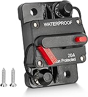 REDWOLF 20A Waterproof Circuit Breaker Manual Reset Switch 12-48V DC for Trolling Motor Boat Marine ATV Trailer Solar Battery Systems