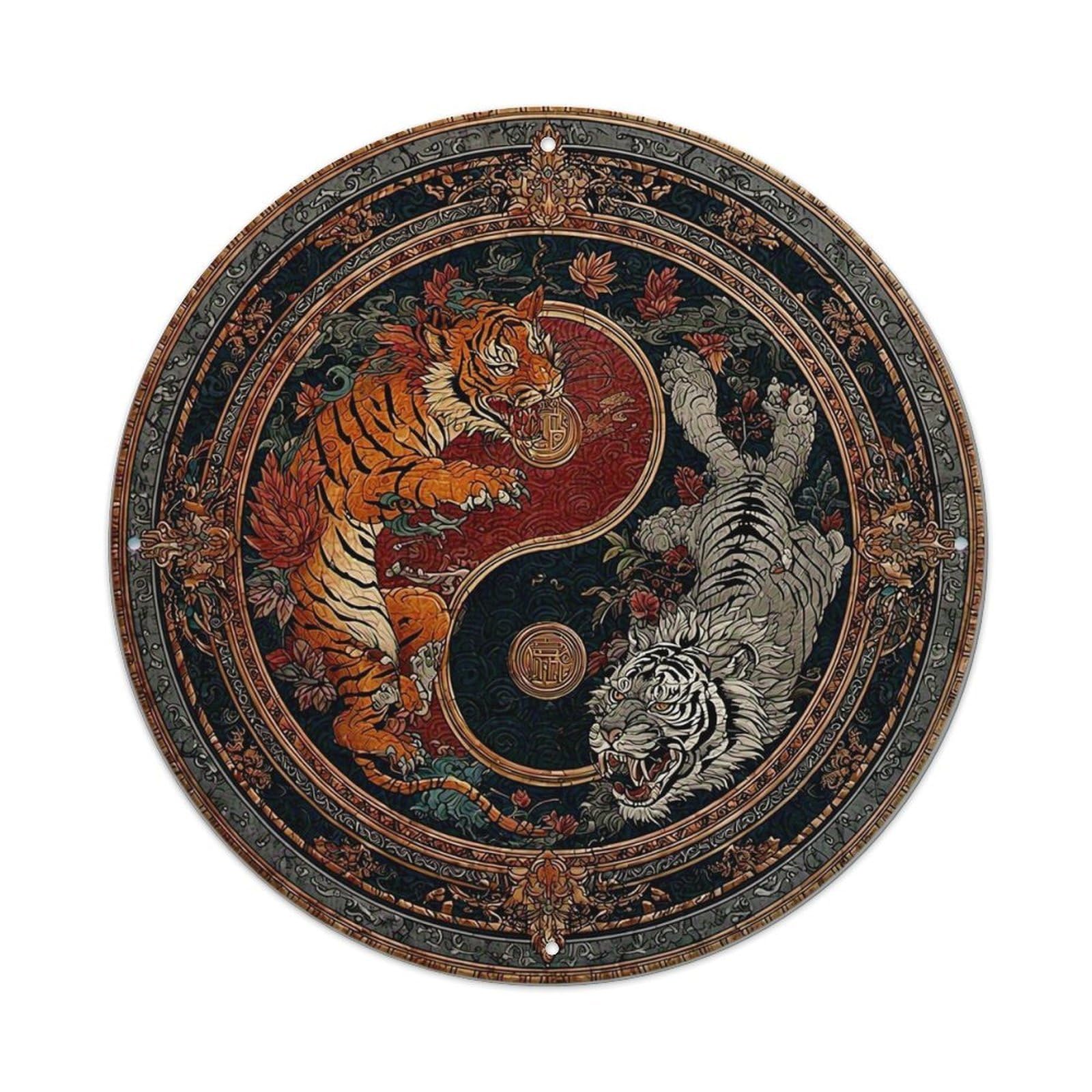 Jdyansheng Vintage Yin Yang Tiger Art Design Tin Sign Metal Poster Metal Signs For Home Man Cave Bar Cafe Kitchen Laundry Room Wall Decorations 8X8 Inches