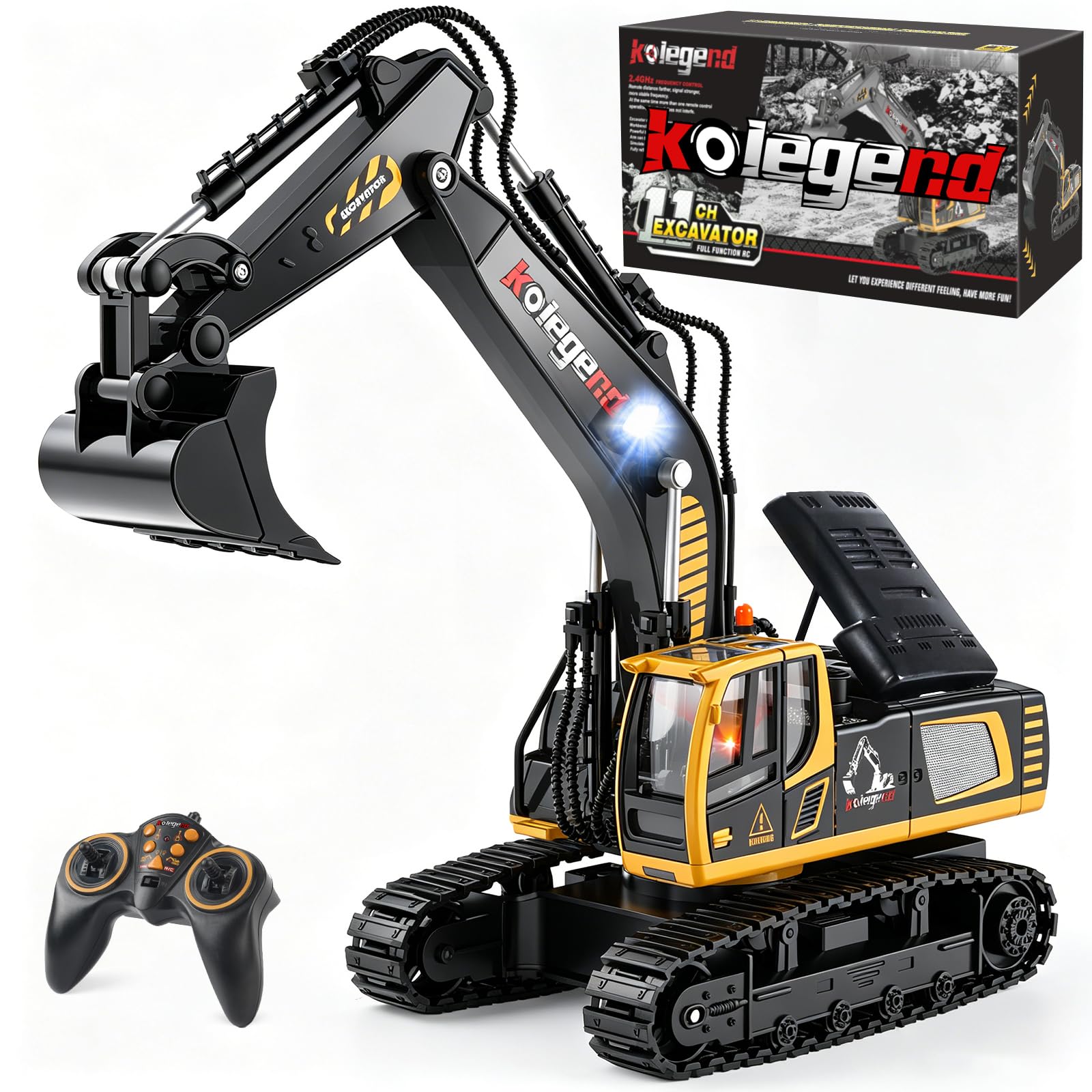 Amazon.com: kolegend 1:18 Scale RC Excavator Toy with Metal Shovel